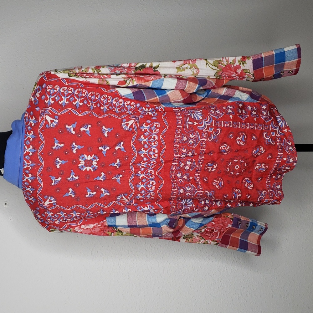 Aratta Silent Journey Indepence Day Dolman Sleeves Shirt Size M Boho Patchwork - Picture 8 of 16